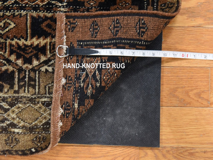 2'3" x 6'6" Vintage Hand Knotted Brown Wool Runner Oriental Rug - MOA10278649