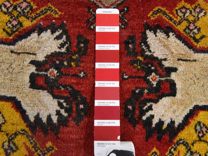 1'8" x 3'7" Vintage Hand Knotted Red Wool Rectangle Oriental Rug - MOA10278652