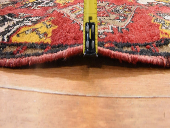 1'8" x 3'7" Vintage Hand Knotted Red Wool Rectangle Oriental Rug - MOA10278652