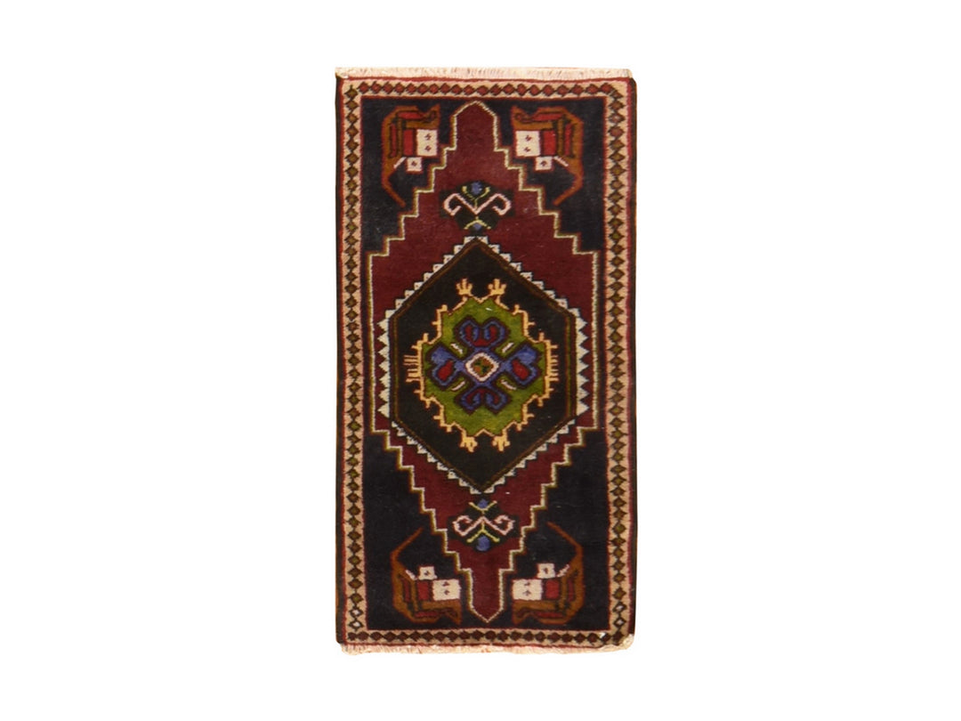 1'7" x 3'0" New Hand Knotted Red Wool Rectangle Oriental Rug - MOA10278653