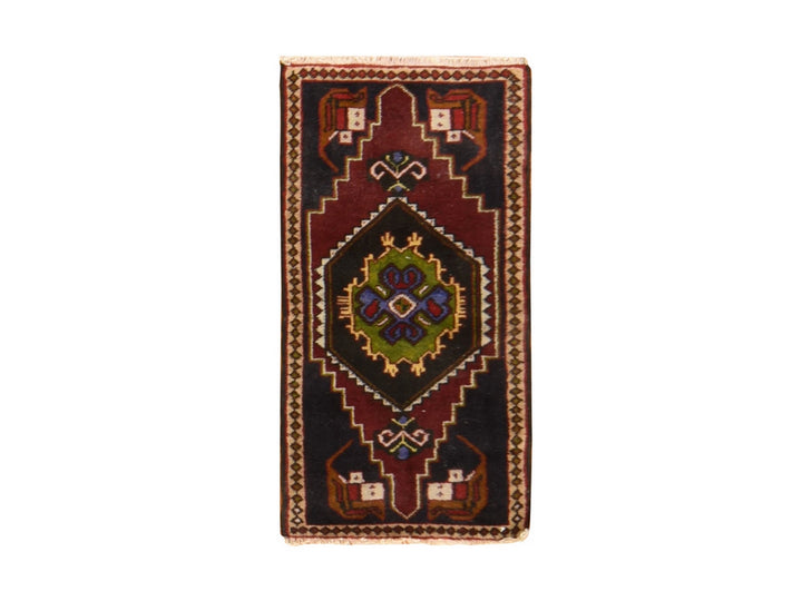 1'7" x 3'0" New Hand Knotted Red Wool Rectangle Oriental Rug - MOA10278653