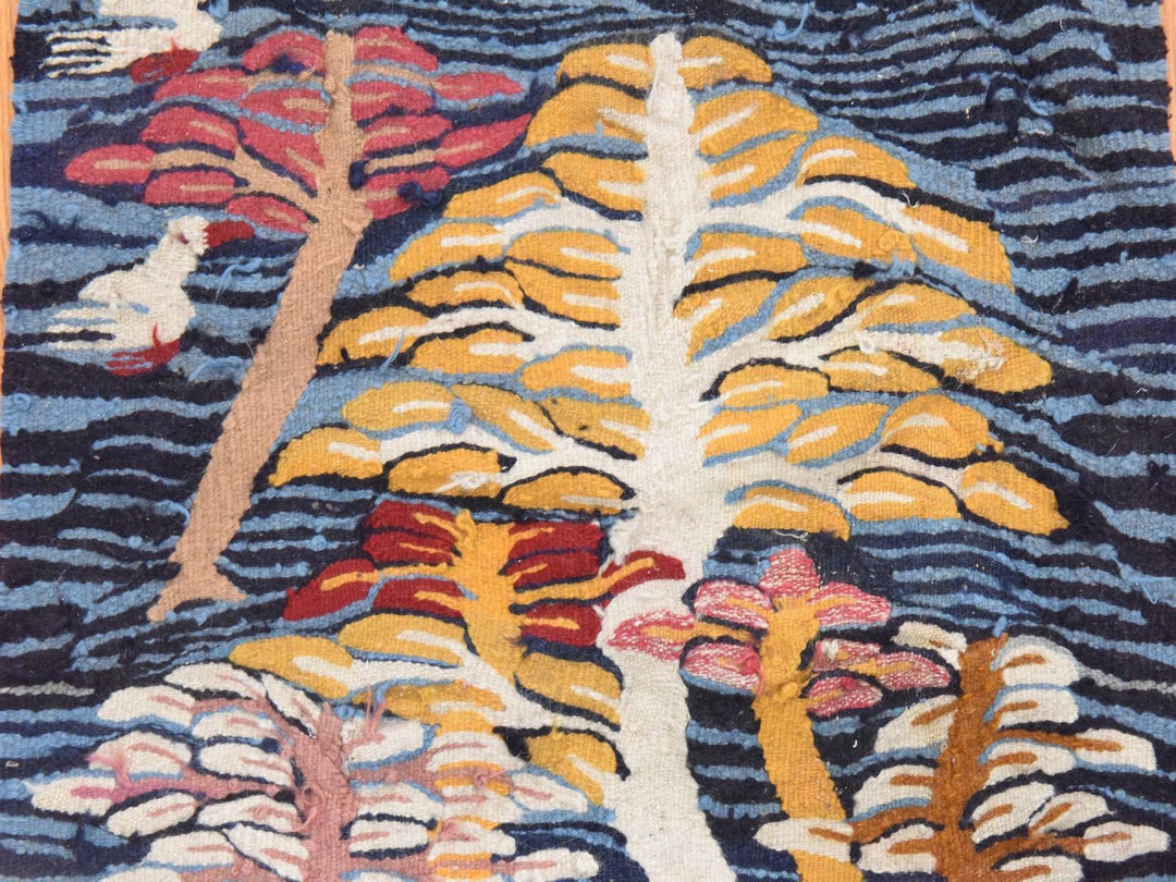 2'0" x 2'2" New Hand Stitched Blue Wool Square Oriental Rug - MOA10278656