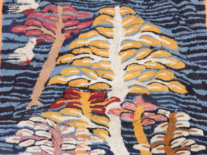 2'0" x 2'2" New Hand Stitched Blue Wool Square Oriental Rug - MOA10278656