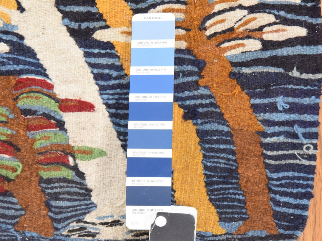 2'0" x 2'2" New Hand Stitched Blue Wool Square Oriental Rug - MOA10278656