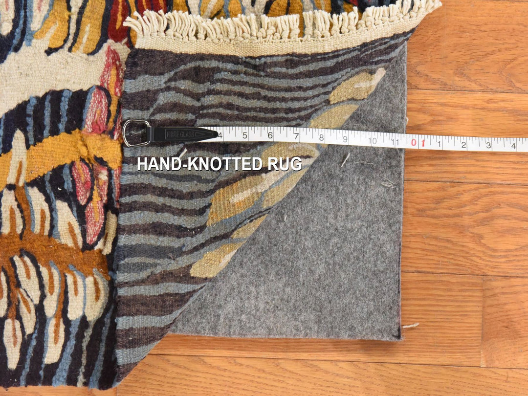 2'0" x 2'2" New Hand Stitched Blue Wool Square Oriental Rug - MOA10278656