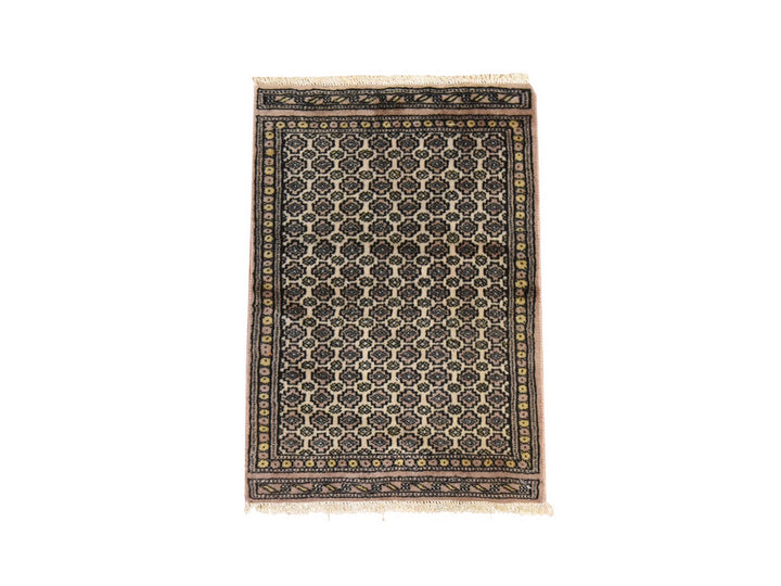 1'6" x 2'2" New Hand Knotted Ivory Wool Rectangle Oriental Rug - MOA10278657