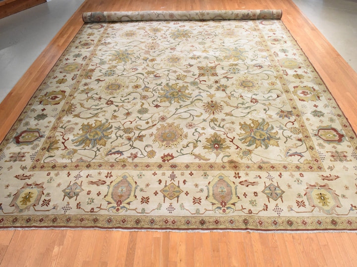 16'7" x 27'0" New Hand Knotted Ivory Wool Rectangle Oriental Rug - MOA10278658