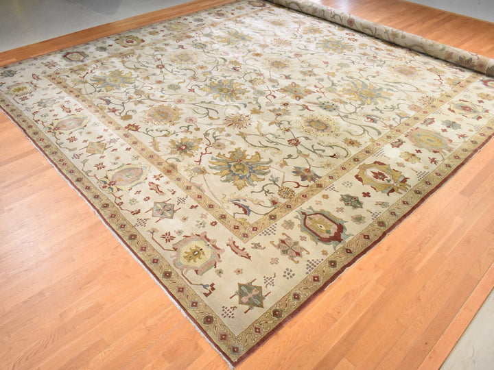 16'7" x 27'0" New Hand Knotted Ivory Wool Rectangle Oriental Rug - MOA10278658