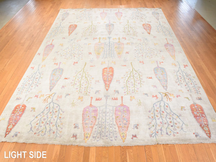 11'6" x 14'6" New Hand Knotted Ivory Wool Rectangle Oriental Rug - MOA10278659