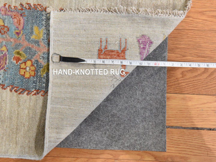 11'6" x 14'6" New Hand Knotted Ivory Wool Rectangle Oriental Rug - MOA10278659