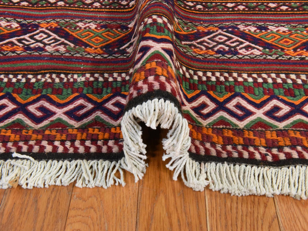 6'1" x 10'5" New Hand Knotted Red Wool Rectangle Oriental Rug - MOA10278661
