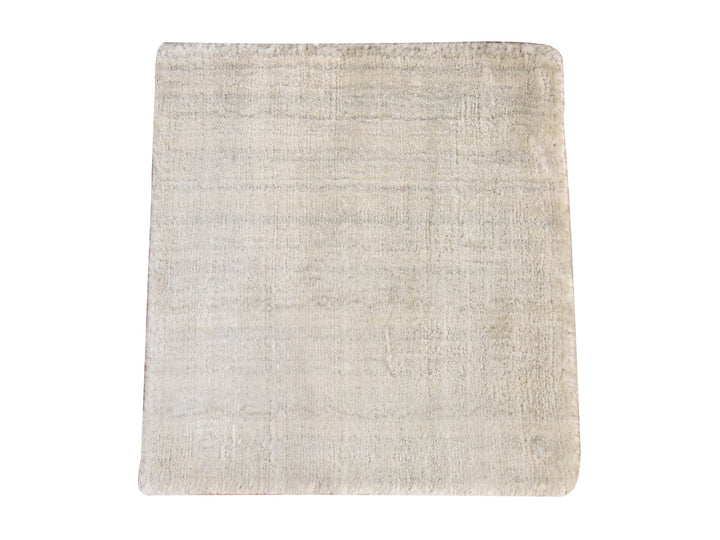 1'0" x 1'0" New Hand Loomed Ivory Wool & Silk Rectangle Oriental Rug - MOA10278662