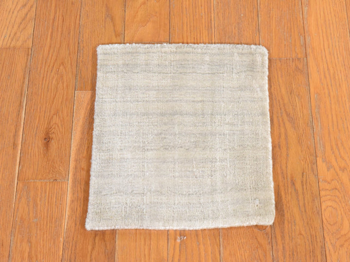 1'0" x 1'0" New Hand Loomed Ivory Wool & Silk Rectangle Oriental Rug - MOA10278662