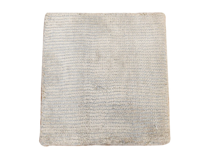 1'0" x 1'0" New Hand Loomed Ivory Wool & Silk Rectangle Oriental Rug - MOA10278664