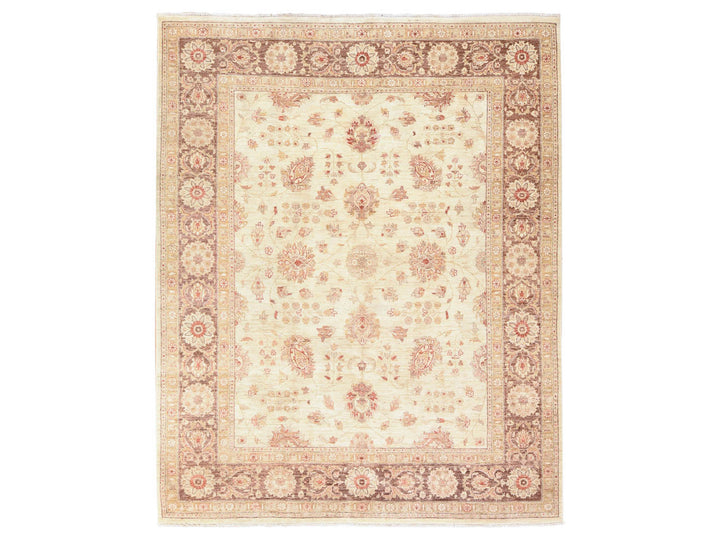 8'0" x 10'0" New Hand Knotted Beige Wool Rectangle Oriental Rug - MOA10278666
