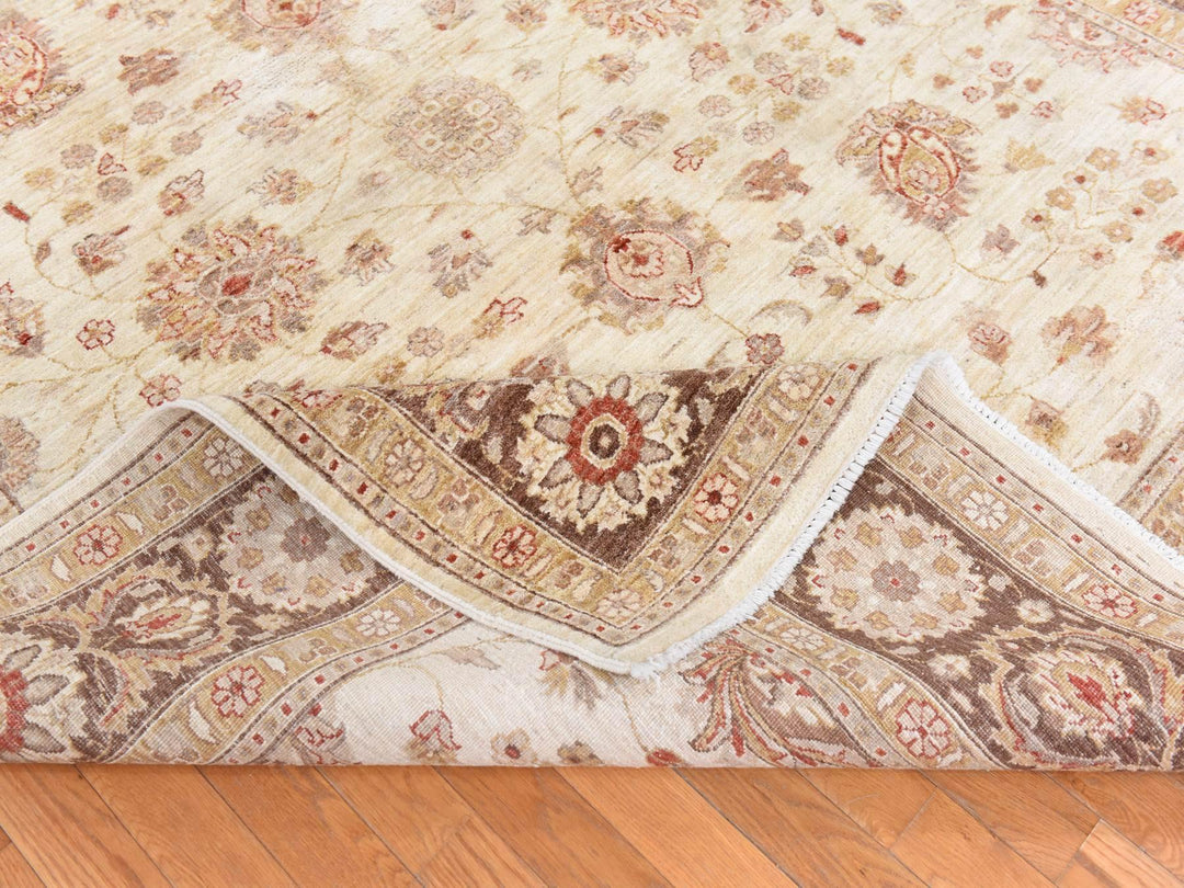 8'0" x 10'0" New Hand Knotted Beige Wool Rectangle Oriental Rug - MOA10278666