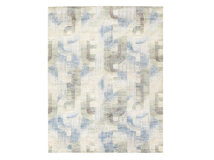 8'0" x 10'2" New Hand Knotted Ivory Wool & Silk Rectangle Oriental Rug - MOA10278668