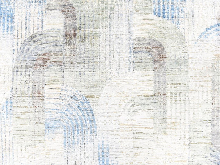8'0" x 10'2" New Hand Knotted Ivory Wool & Silk Rectangle Oriental Rug - MOA10278668