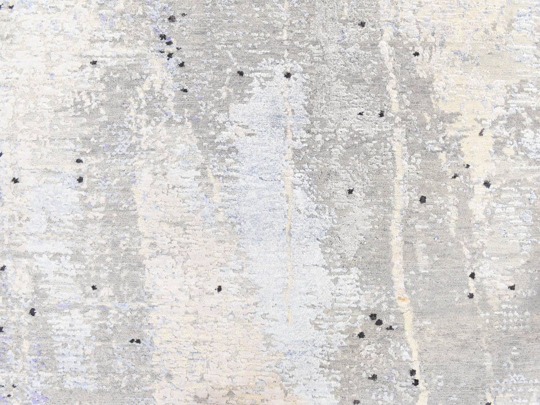 7'9" x 10'3" New Hand Knotted Grey Wool & Silk Rectangle Oriental Rug - MOA10278669