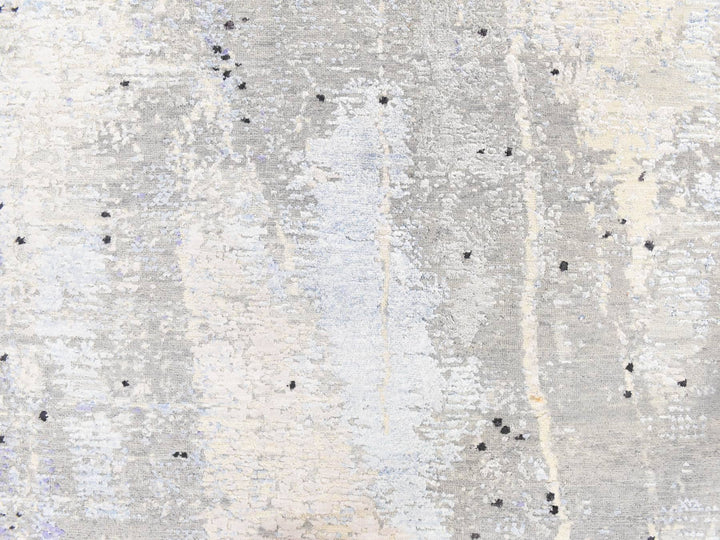 7'9" x 10'3" New Hand Knotted Grey Wool & Silk Rectangle Oriental Rug - MOA10278669