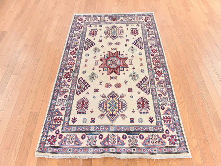 3'10" x 6'0" New Hand Knotted Ivory Wool Rectangle Oriental Rug - MOA10278670