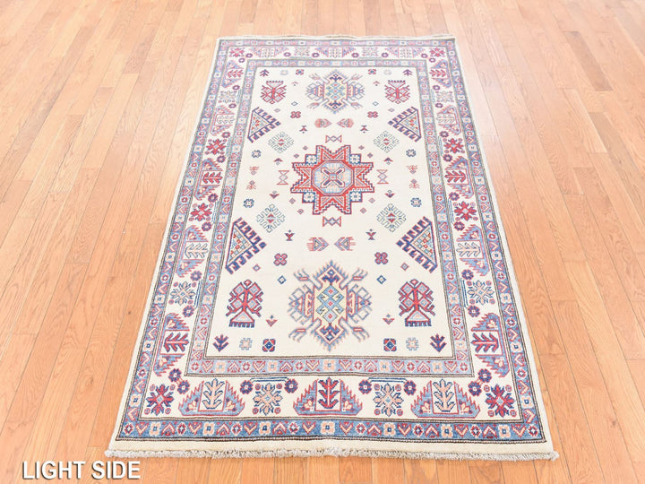 3'10" x 6'0" New Hand Knotted Ivory Wool Rectangle Oriental Rug - MOA10278670