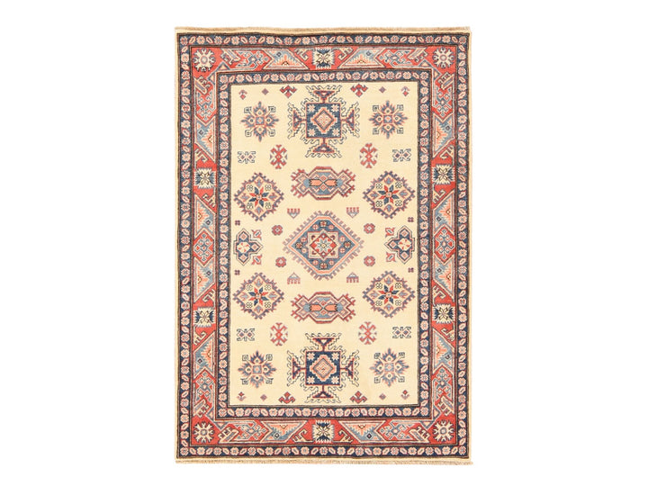 4'0" x 5'7" New Hand Knotted Ivory Wool Rectangle Oriental Rug - MOA10278671