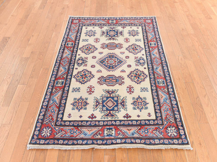 4'0" x 5'7" New Hand Knotted Ivory Wool Rectangle Oriental Rug - MOA10278671