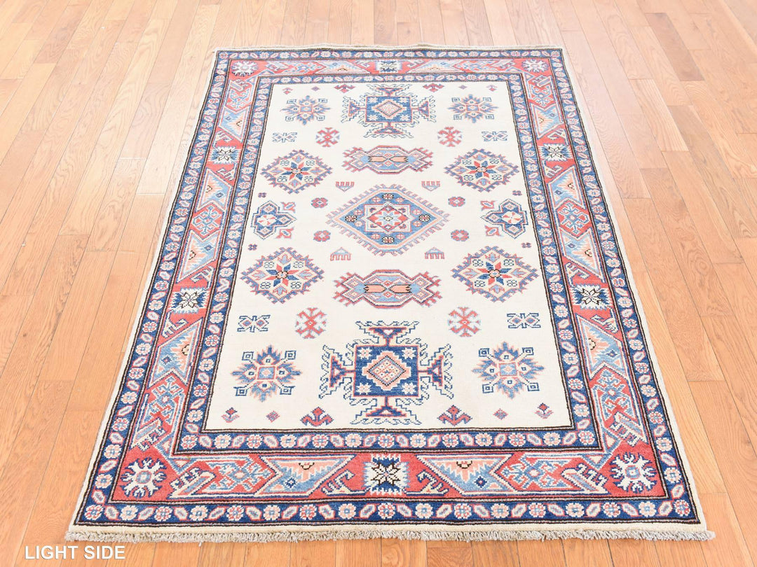 4'0" x 5'7" New Hand Knotted Ivory Wool Rectangle Oriental Rug - MOA10278671
