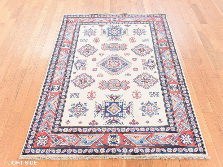 4'0" x 5'7" New Hand Knotted Ivory Wool Rectangle Oriental Rug - MOA10278671