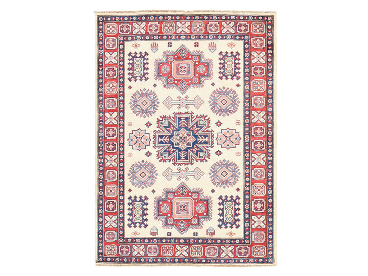 4'0" x 5'6" New Hand Knotted Ivory Wool Rectangle Oriental Rug - MOA10278672