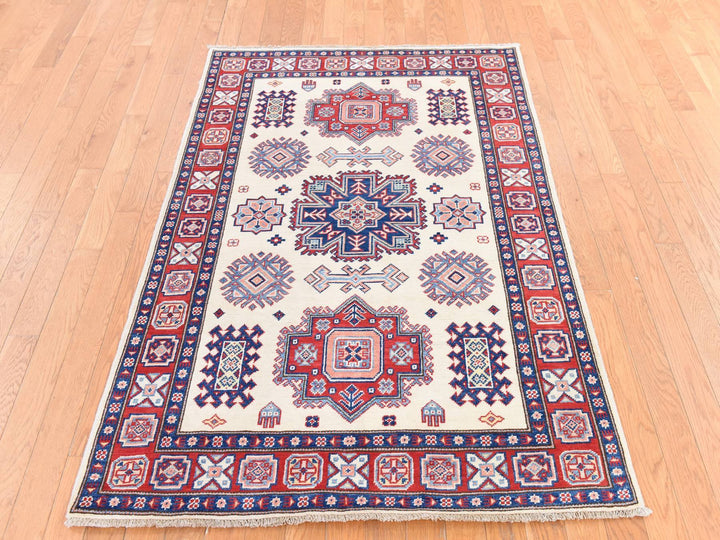 4'0" x 5'6" New Hand Knotted Ivory Wool Rectangle Oriental Rug - MOA10278672