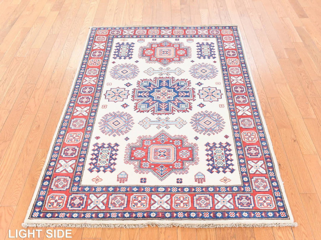 4'0" x 5'6" New Hand Knotted Ivory Wool Rectangle Oriental Rug - MOA10278672