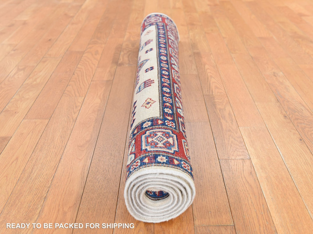 4'0" x 5'6" New Hand Knotted Ivory Wool Rectangle Oriental Rug - MOA10278672