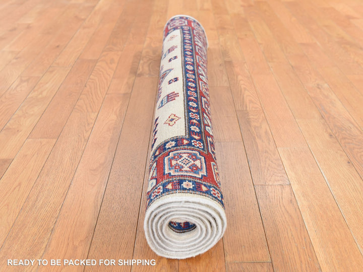4'0" x 5'6" New Hand Knotted Ivory Wool Rectangle Oriental Rug - MOA10278672