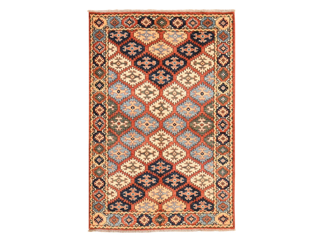 4'0" x 6'0" New Hand Knotted Orange Wool Rectangle Oriental Rug - MOA10278673