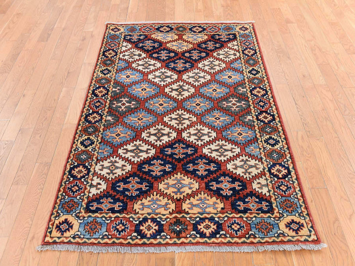 4'0" x 6'0" New Hand Knotted Orange Wool Rectangle Oriental Rug - MOA10278673