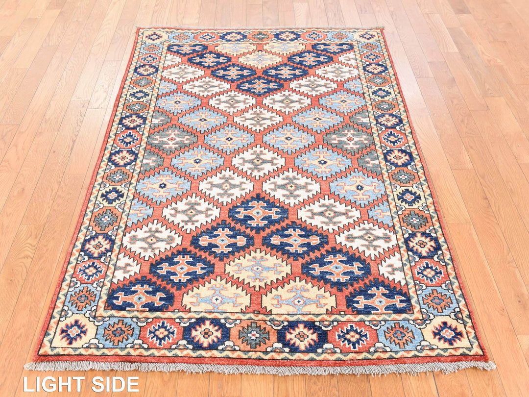 4'0" x 6'0" New Hand Knotted Orange Wool Rectangle Oriental Rug - MOA10278673