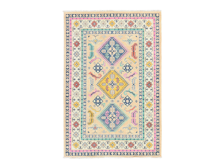 4'1" x 6'1" New Hand Knotted Pink Wool Rectangle Oriental Rug - MOA10278674