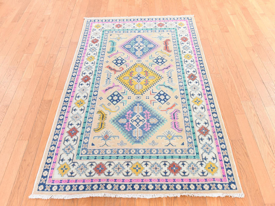 4'1" x 6'1" New Hand Knotted Pink Wool Rectangle Oriental Rug - MOA10278674