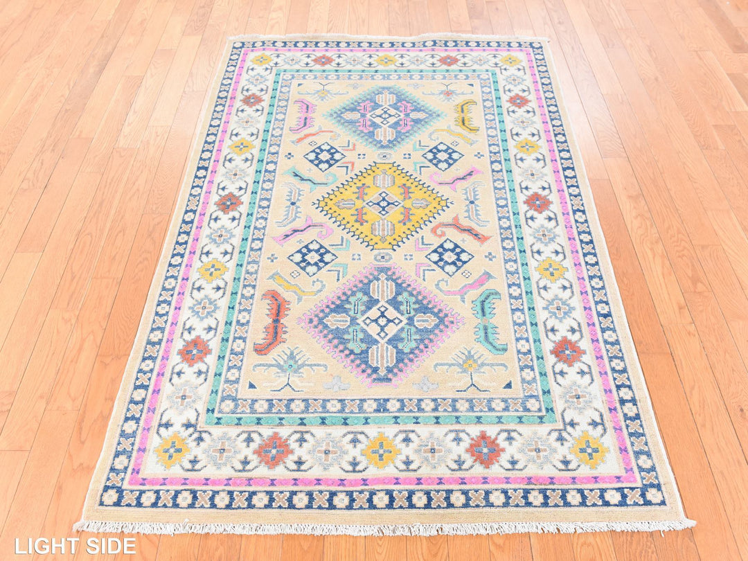4'1" x 6'1" New Hand Knotted Pink Wool Rectangle Oriental Rug - MOA10278674