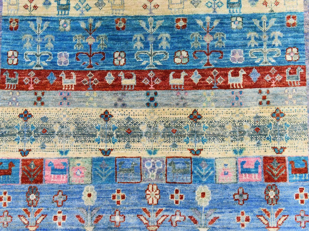 4'0" x 5'10" New Hand Knotted Blue Wool Rectangle Oriental Rug - MOA10278675