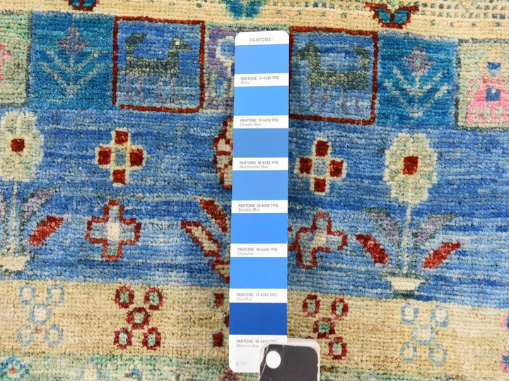4'0" x 5'10" New Hand Knotted Blue Wool Rectangle Oriental Rug - MOA10278675