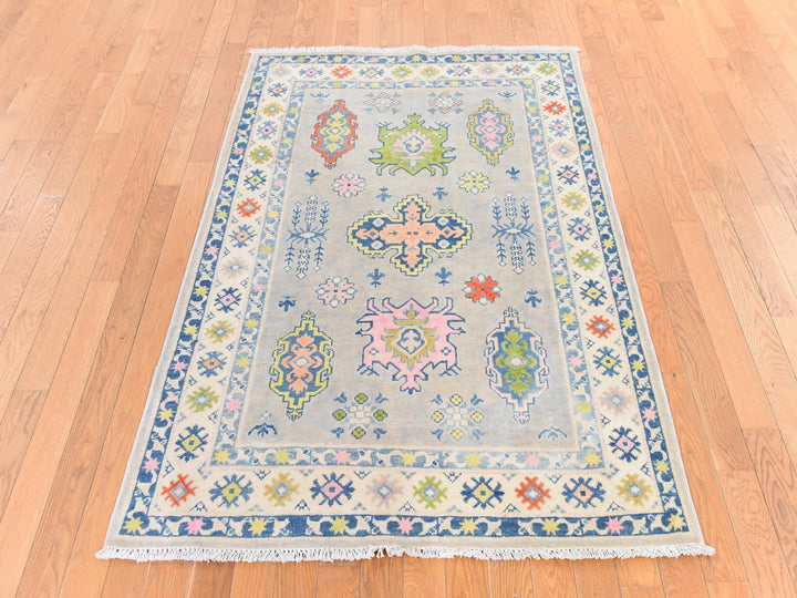 3'10" x 5'5" New Hand Knotted Beige Wool Rectangle Oriental Rug - MOA10278678