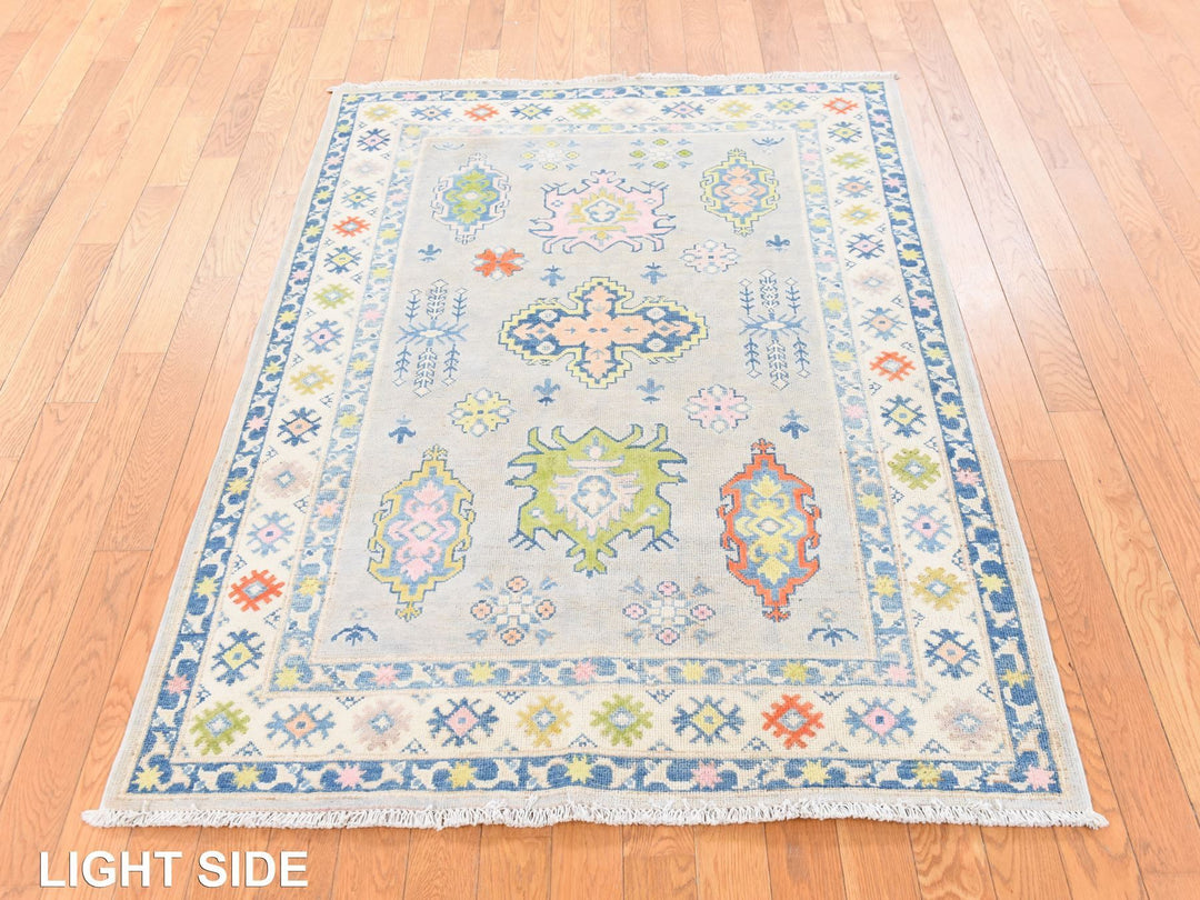 3'10" x 5'5" New Hand Knotted Beige Wool Rectangle Oriental Rug - MOA10278678
