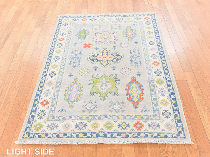 3'10" x 5'5" New Hand Knotted Beige Wool Rectangle Oriental Rug - MOA10278678
