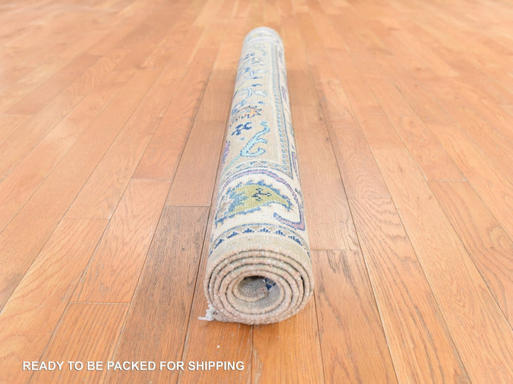 4'0" x 5'9" New Hand Knotted Ivory Wool Rectangle Oriental Rug - MOA10278679