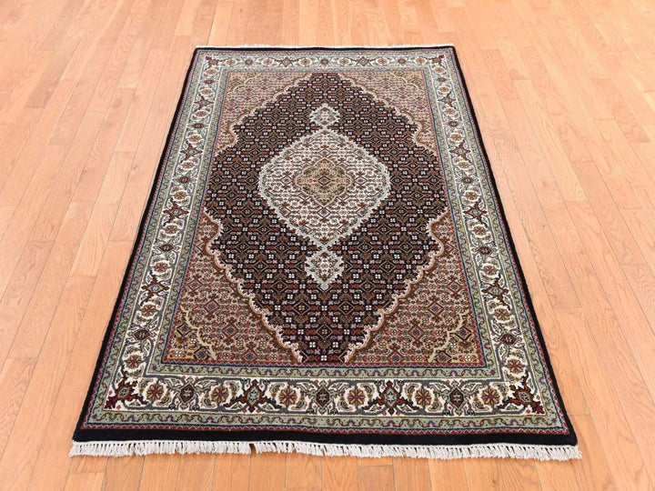 4'0" x 6'0" New Hand Knotted Black Wool Rectangle Oriental Rug - MOA10278681
