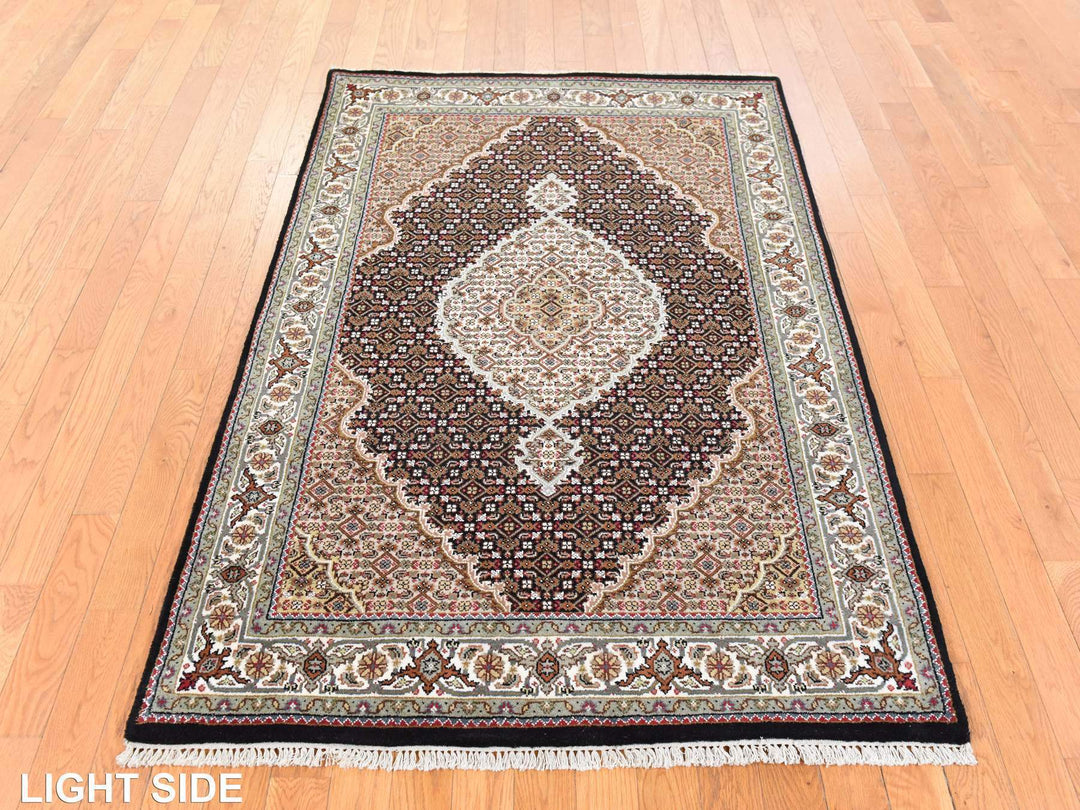 4'0" x 6'0" New Hand Knotted Black Wool Rectangle Oriental Rug - MOA10278681