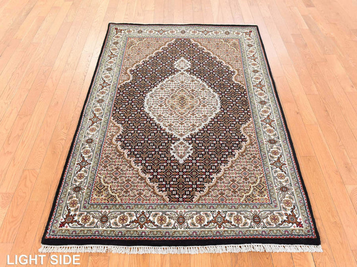 4'0" x 6'0" New Hand Knotted Black Wool Rectangle Oriental Rug - MOA10278681